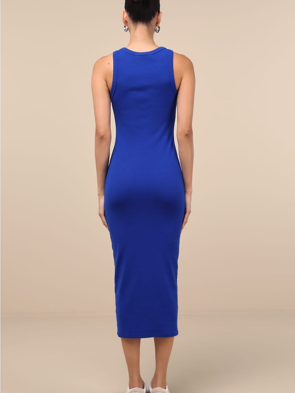 Lulu's Racerback Ribbed Midi Dress in Cobalt - Picture 3 of 6